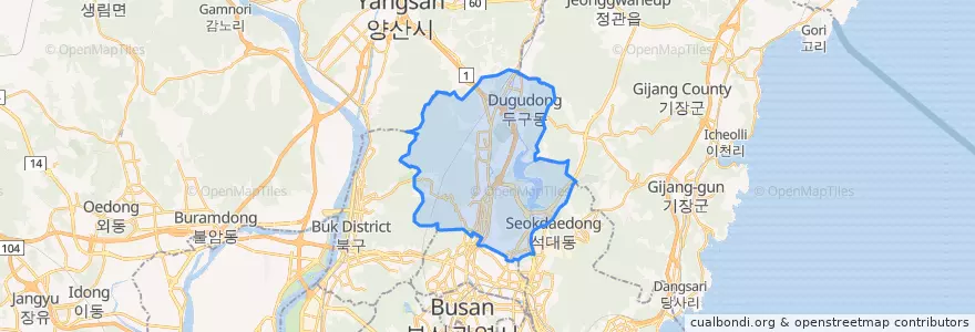 Mapa de ubicacion de Geumjeong-gu.