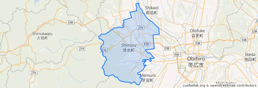 Mapa de ubicacion de 清水町.