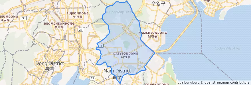 Mapa de ubicacion de 대연동.