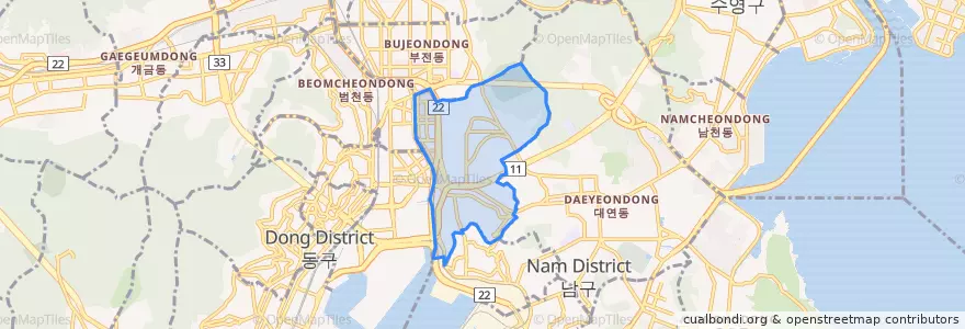 Mapa de ubicacion de 문현동.