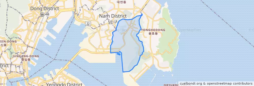 Mapa de ubicacion de 용당동.