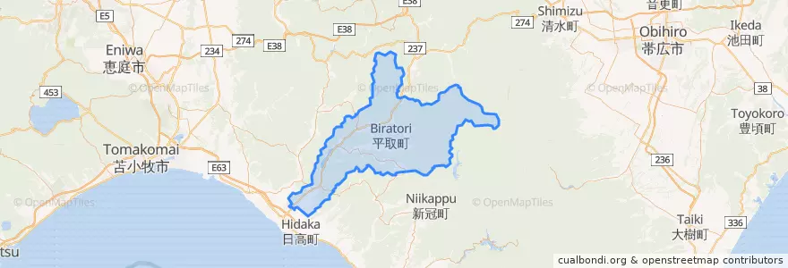 Mapa de ubicacion de 平取町.