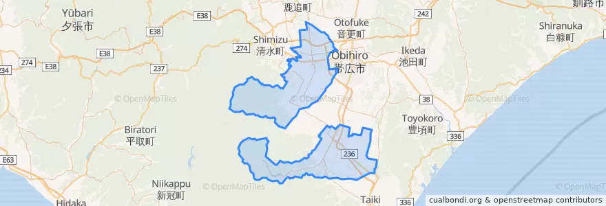 Mapa de ubicacion de Kasai County.