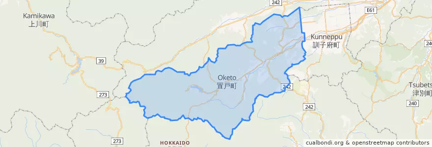 Mapa de ubicacion de 置戸町.