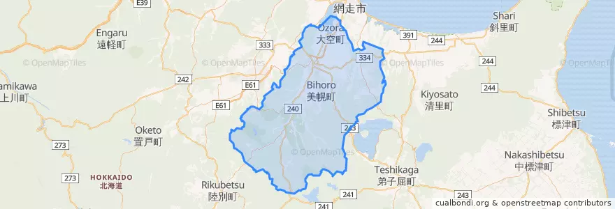 Mapa de ubicacion de 網走郡.
