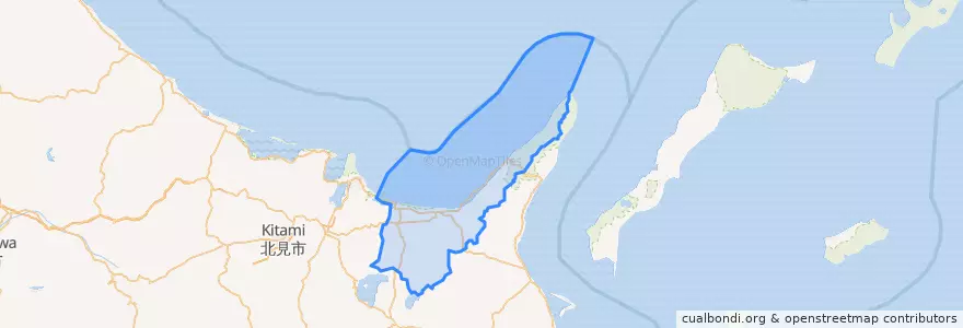 Mapa de ubicacion de 斜里郡.