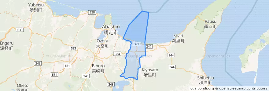 Mapa de ubicacion de 小清水町.