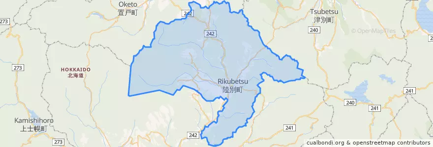 Mapa de ubicacion de 陸別町.