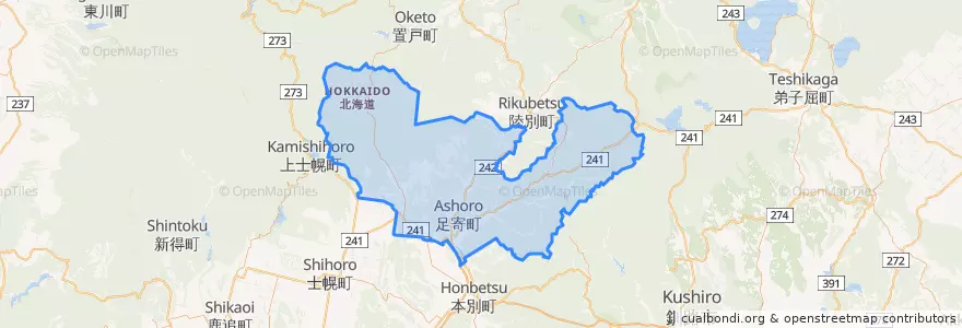 Mapa de ubicacion de 足寄町.