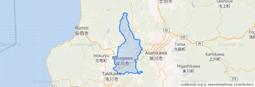 Mapa de ubicacion de 深川市.