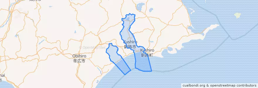 Mapa de ubicacion de 釧路市.