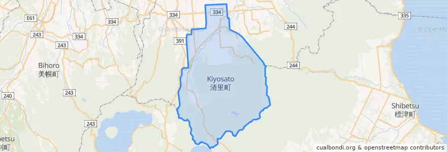 Mapa de ubicacion de 清里町.