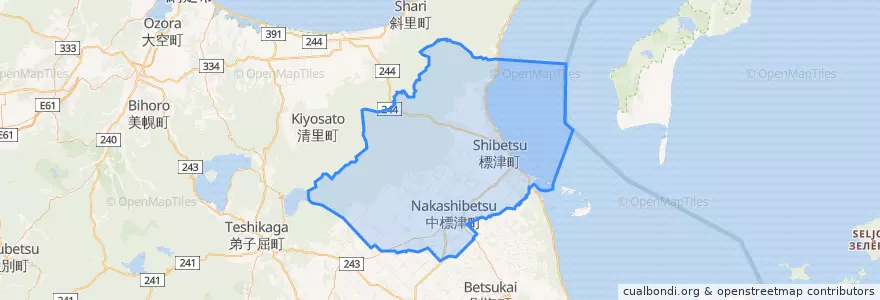 Mapa de ubicacion de Shibetsu County.