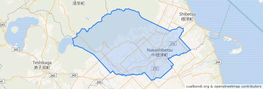 Mapa de ubicacion de 中標津町.