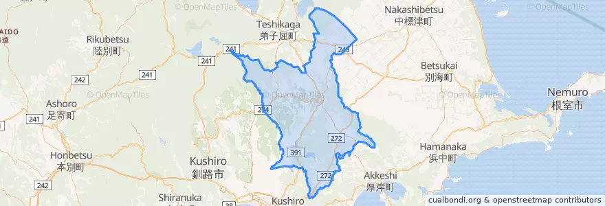 Mapa de ubicacion de Shibecha.