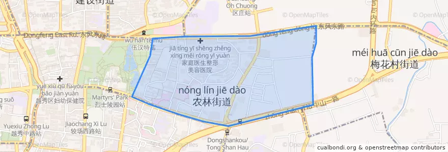 Mapa de ubicacion de 农林街道.