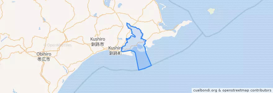 Mapa de ubicacion de 厚岸町.
