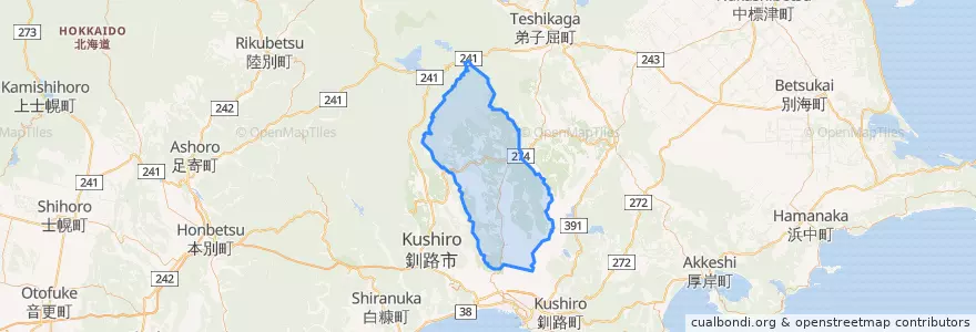 Mapa de ubicacion de 阿寒郡.