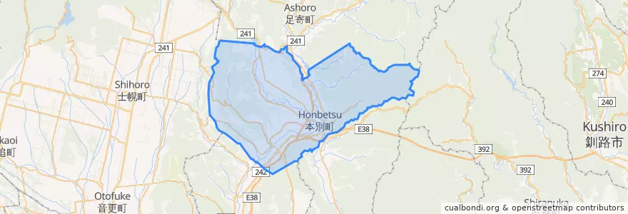 Mapa de ubicacion de 本別町.