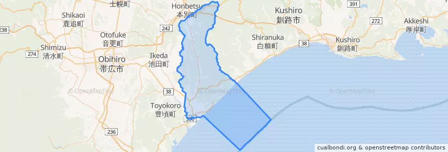 Mapa de ubicacion de 十勝郡.