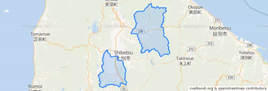 Mapa de ubicacion de 上川郡(天塩国).