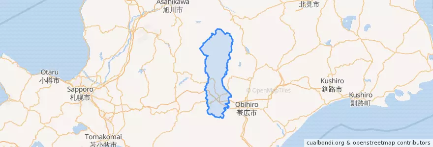 Mapa de ubicacion de 上川郡(十勝国).
