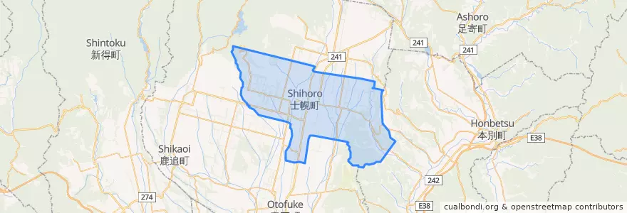 Mapa de ubicacion de 士幌町.