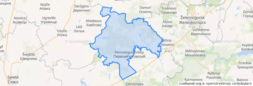 Mapa de ubicacion de Первоавгустовский сельсовет.