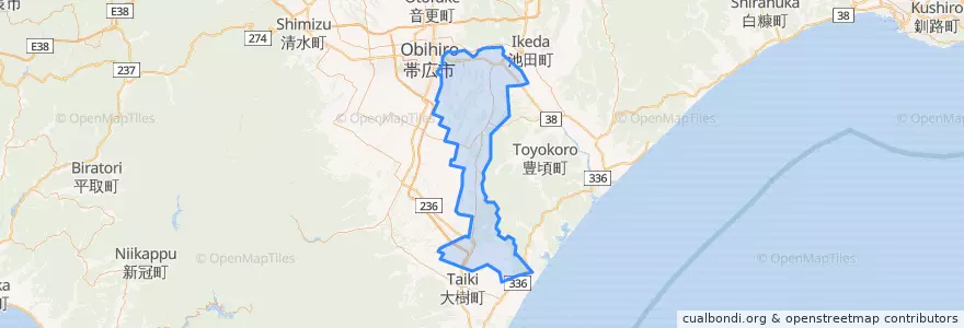 Mapa de ubicacion de 幕別町.