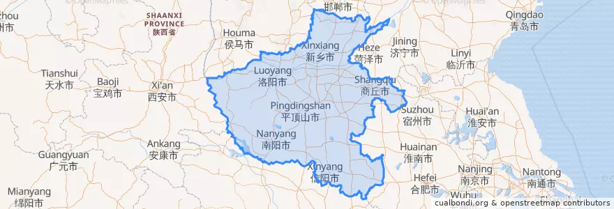 Mapa de ubicacion de 河南省.
