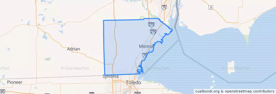 Mapa de ubicacion de Monroe County.