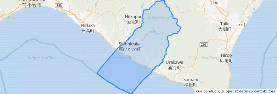Mapa de ubicacion de Hidaka County.