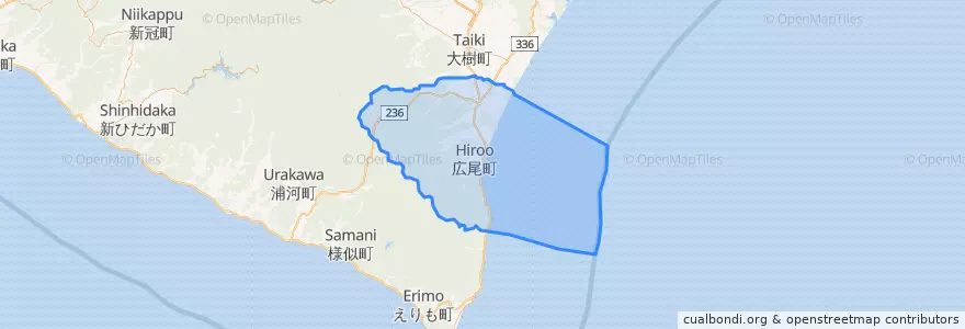 Mapa de ubicacion de 広尾町.