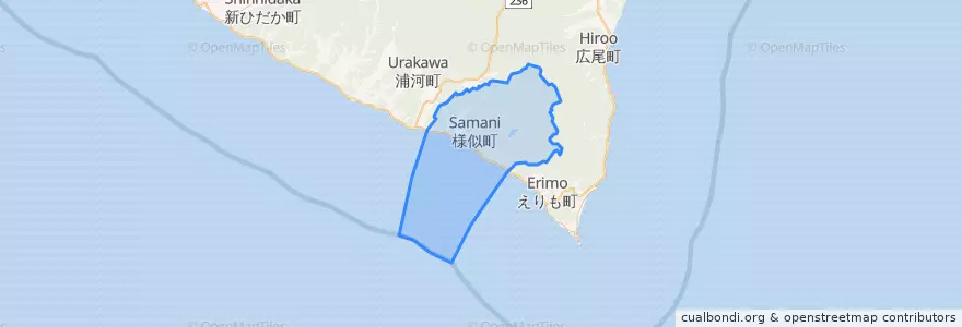 Mapa de ubicacion de 様似郡.
