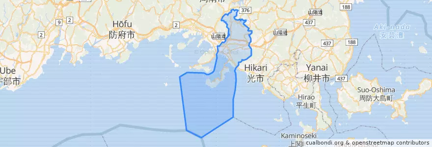 Mapa de ubicacion de Kudamatsu.