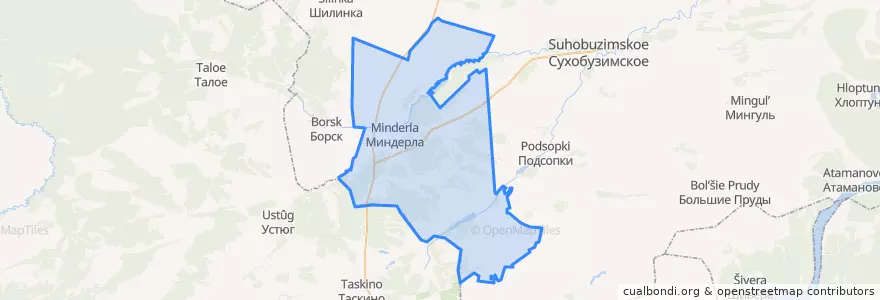 Mapa de ubicacion de Миндерлинский сельсовет.