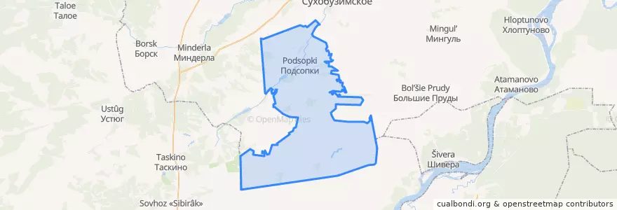 Mapa de ubicacion de Подсопочный сельсовет.