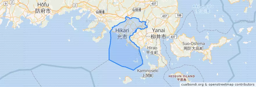 Mapa de ubicacion de 光市.