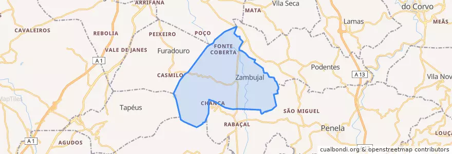 Mapa de ubicacion de Zambujal.