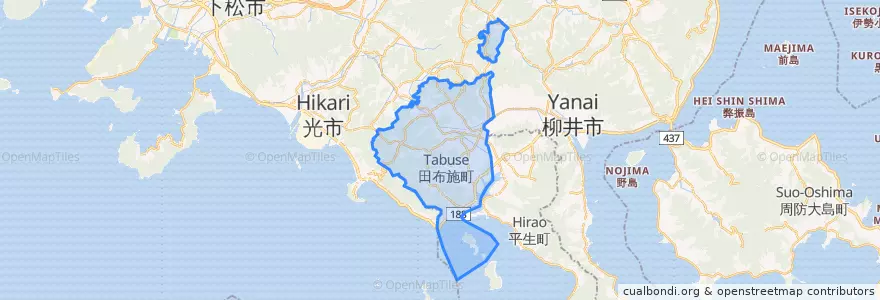 Mapa de ubicacion de 田布施町.