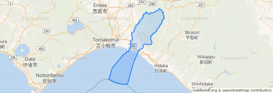 Mapa de ubicacion de 厚真町.