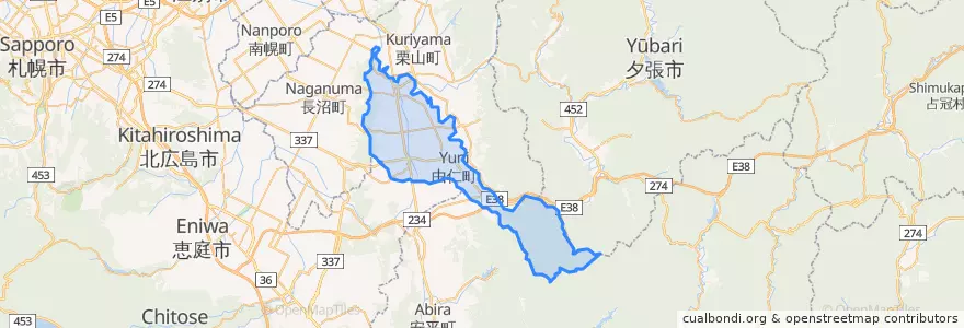 Mapa de ubicacion de 由仁町.