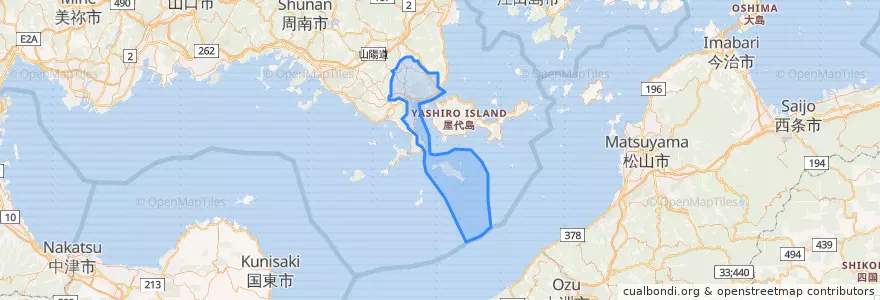 Mapa de ubicacion de Yanai.