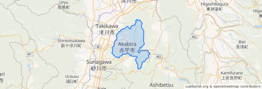Mapa de ubicacion de 赤平市.