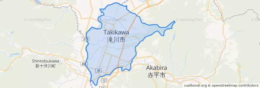 Mapa de ubicacion de 滝川市.