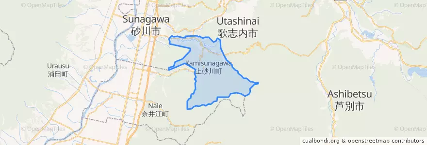 Mapa de ubicacion de 上砂川町.