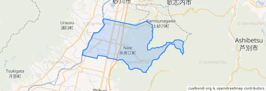 Mapa de ubicacion de 奈井江町.
