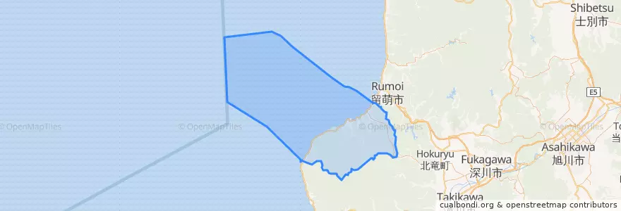 Mapa de ubicacion de 増毛郡.