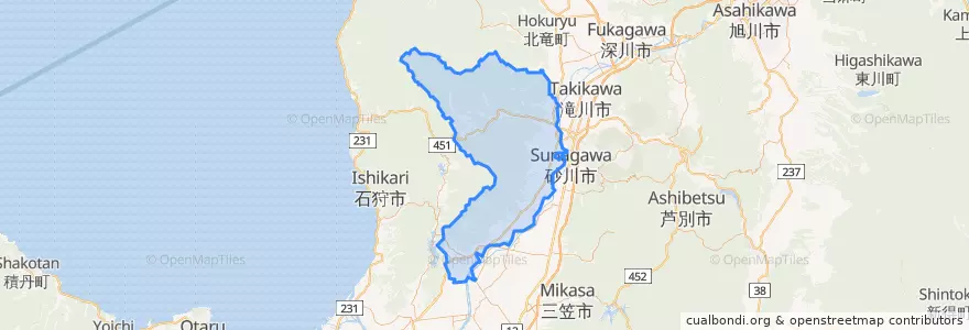 Mapa de ubicacion de 樺戸郡.