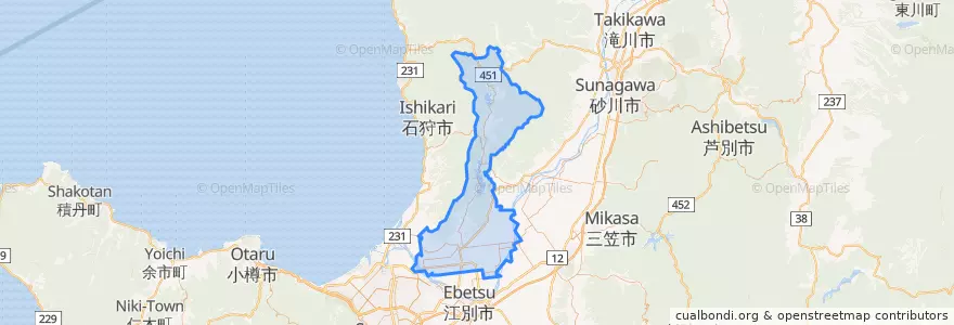 Mapa de ubicacion de 石狩郡.